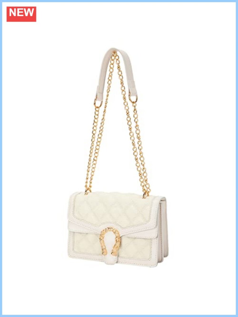PU Leather Denim Chain Shoulder Bag Quilted Crossbody Satchel Handbag